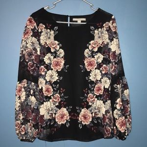 Black and Floral Valerie Stevens Blouse